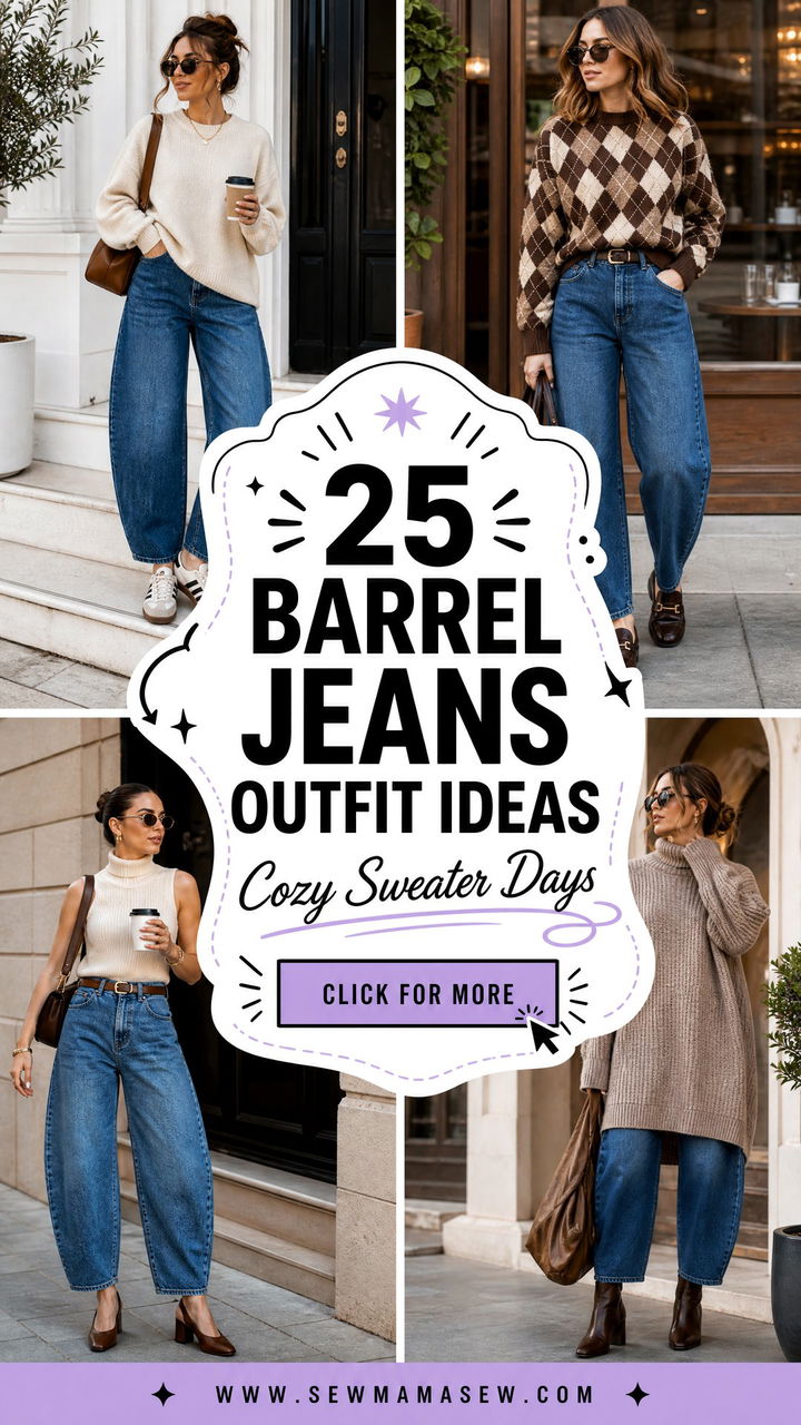 25 Barrel Jeans Outfit Ideas With a Sweater for Cozy Days - 25 Barrel Jeans Outfit Ideas With a Sweater for Cozy Days