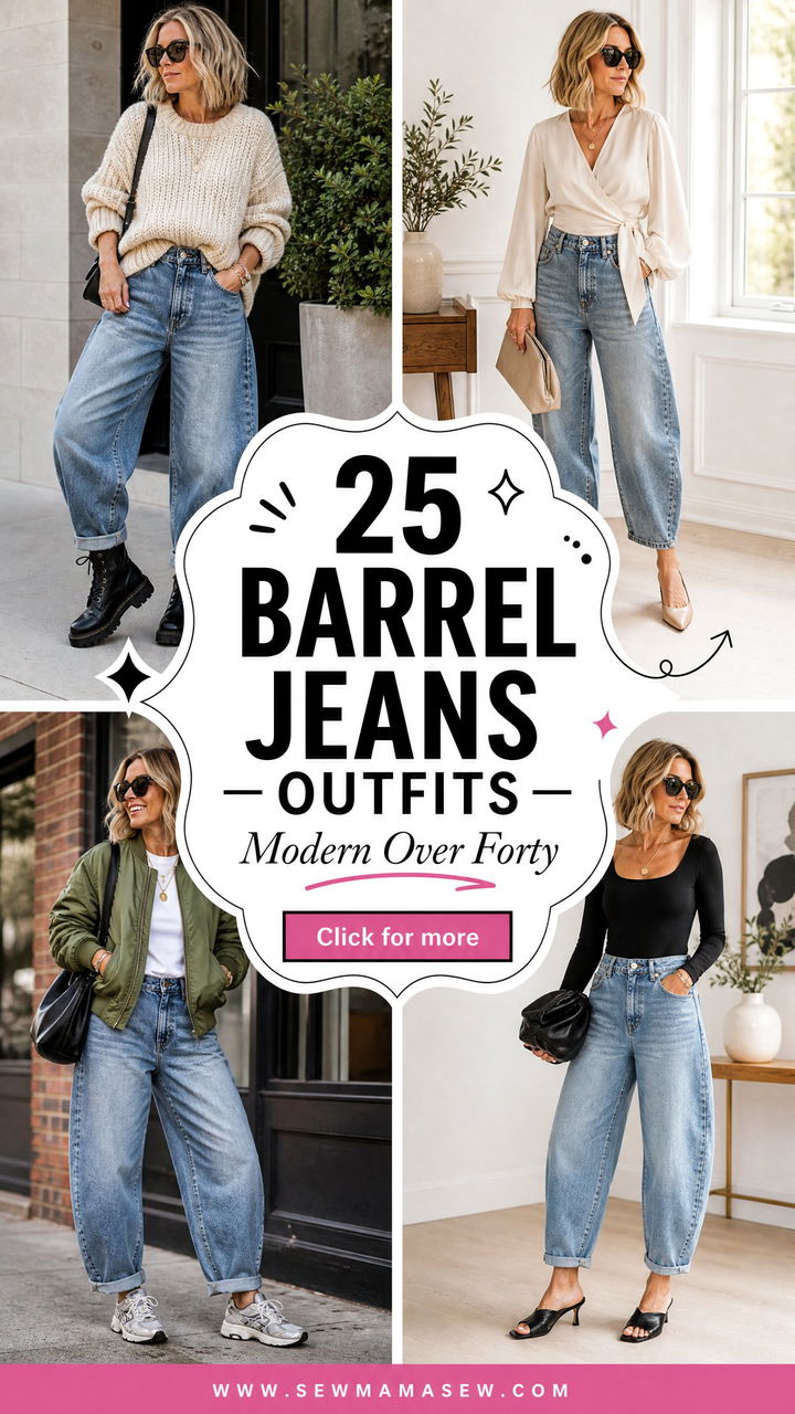 25 Barrel Jeans Outfits for Women Over 40 That Look Modern - 25 Barrel Jeans Outfits for Women Over 40 That Look Modern