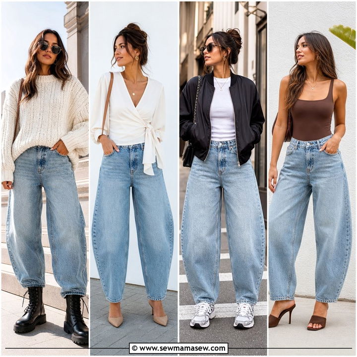 25 Barrel Jeans Outfits for Women Over 40 That Look Modern