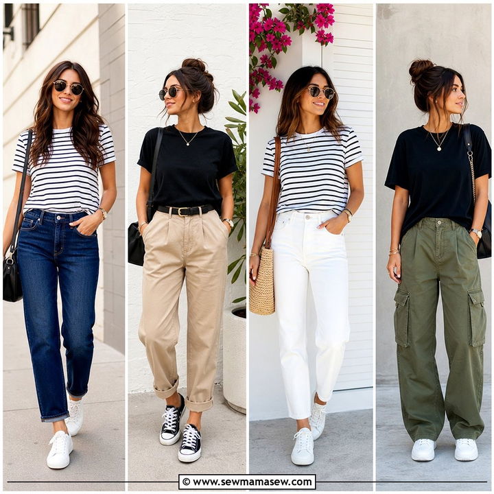 25 Basic T-Shirt Outfits for Women Over 40 That Feel Chic