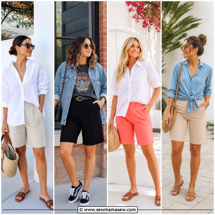 25 Bermuda Shorts Outfits for Women Over 40: Chic Looks