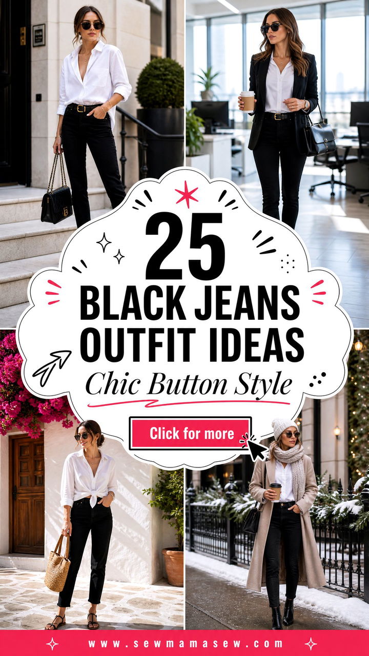 25 Black Jeans Outfit Ideas With A Button Down For Chic Days - 25 Black Jeans Outfit Ideas With A Button Down For Chic Days