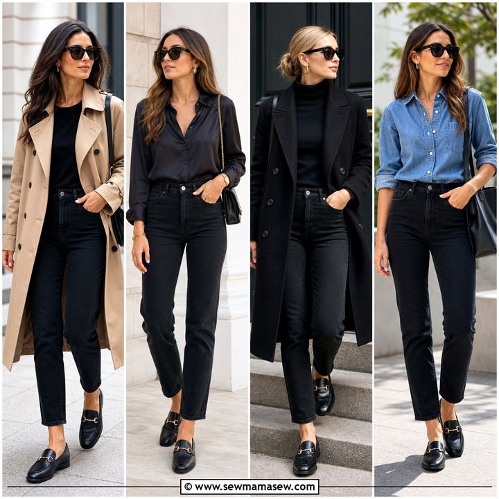 25 Black Jeans Outfit Ideas With Loafers for Polished Days