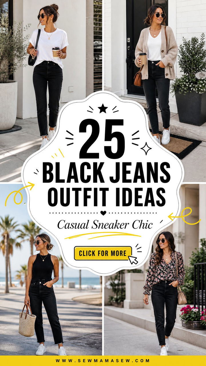 25 Black Jeans Outfit Ideas With White Sneakers for Casual Chic - 25 Black Jeans Outfit Ideas With White Sneakers for Casual Chic