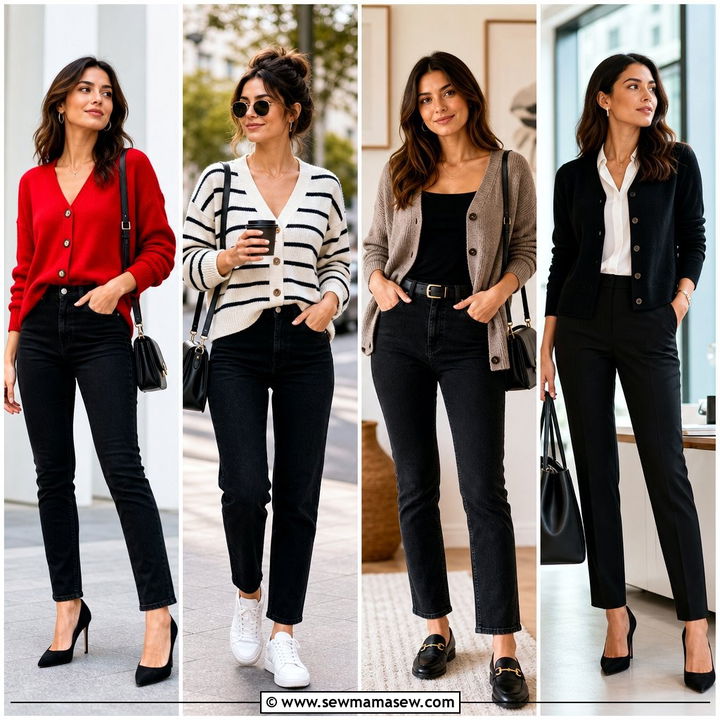 25 Black Jeans Outfit Ideas With a Cardigan for Chic Layers