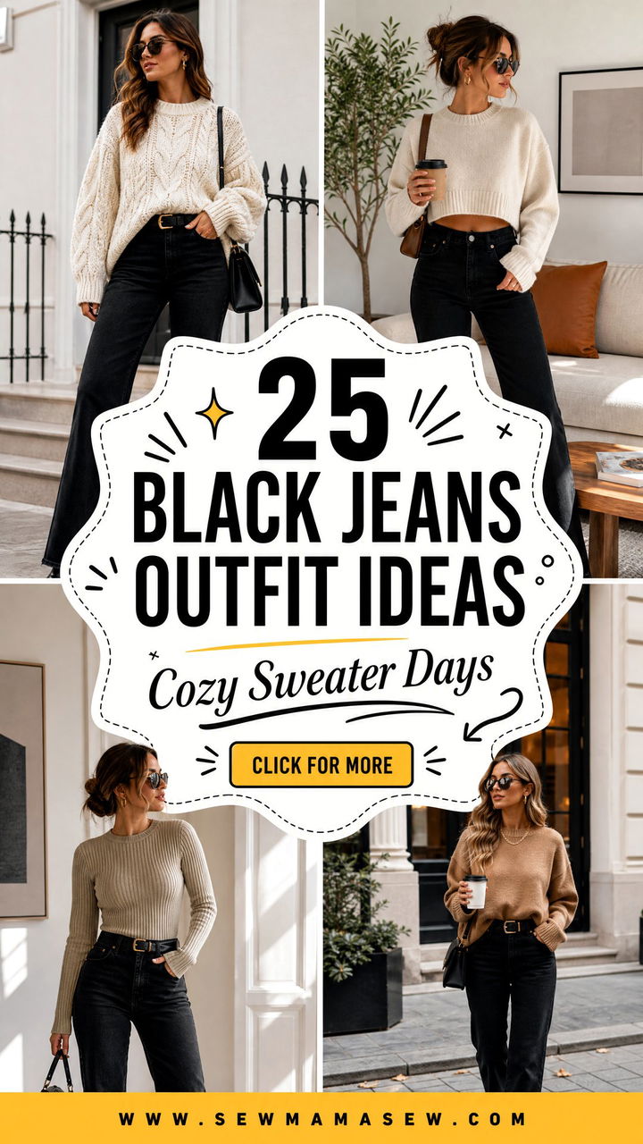 25 Black Jeans Outfit Ideas With a Sweater for Cozy Days - 25 Black Jeans Outfit Ideas With a Sweater for Cozy Days