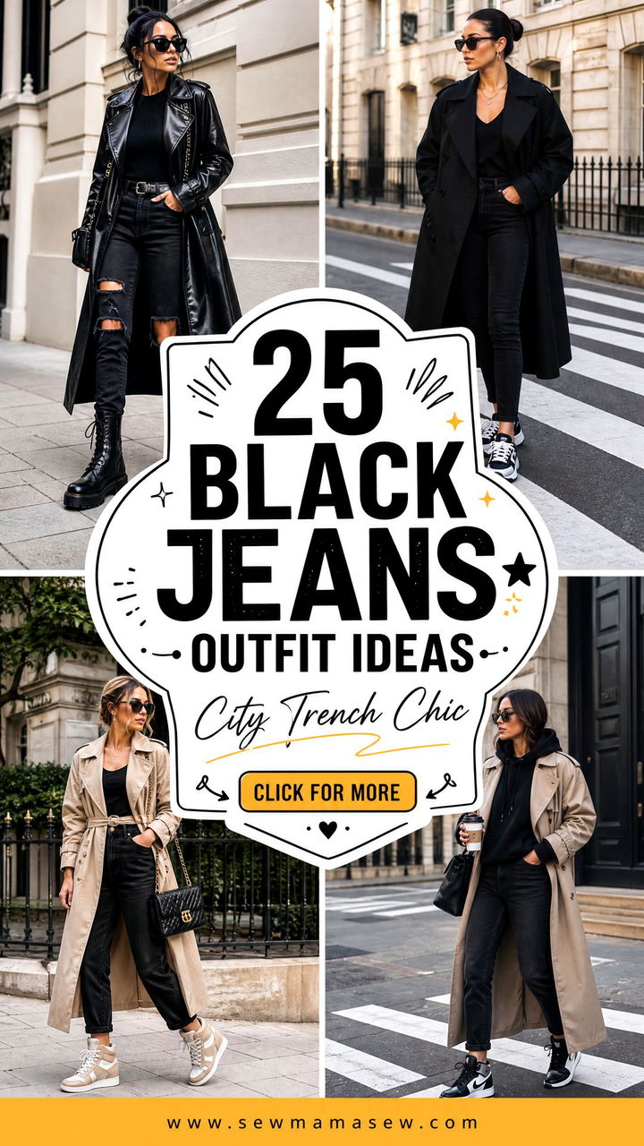 25 Black Jeans Outfit Ideas With a Trench Coat for City Chic - 25 Black Jeans Outfit Ideas With a Trench Coat for City Chic