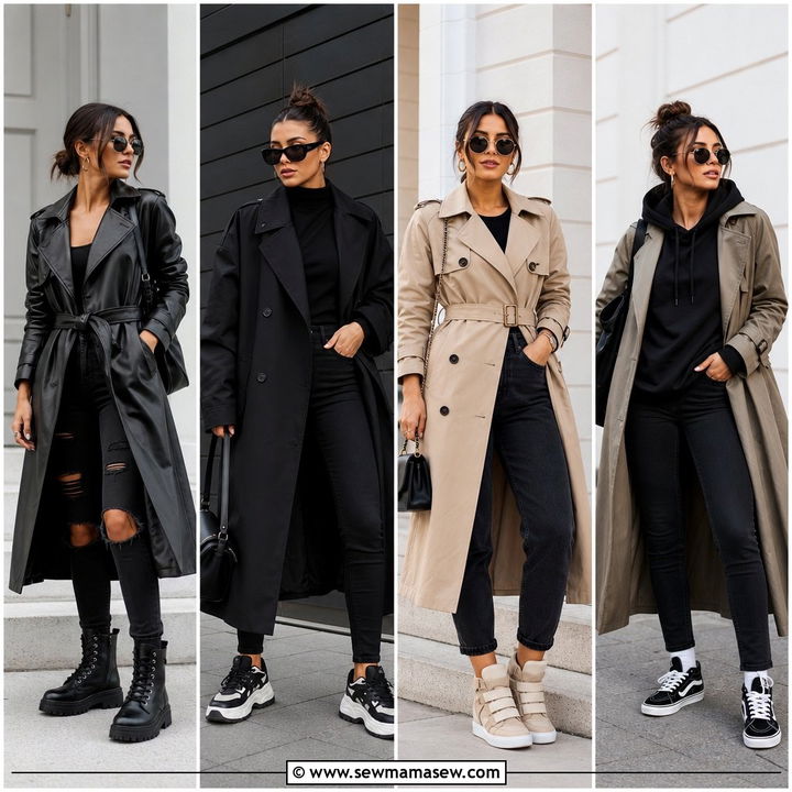 25 Black Jeans Outfit Ideas With a Trench Coat for City Chic