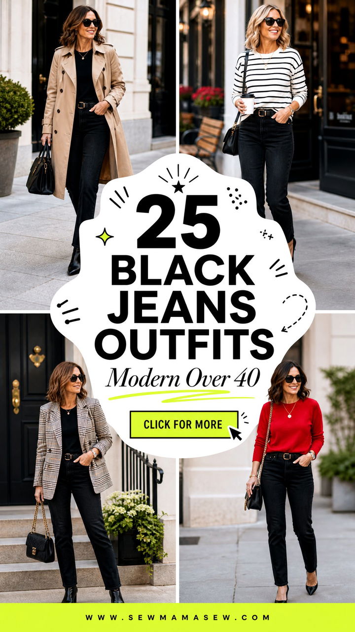 25 Black Jeans Outfits for Women Over 40 to Look Modern - 25 Black Jeans Outfits for Women Over 40 to Look Modern