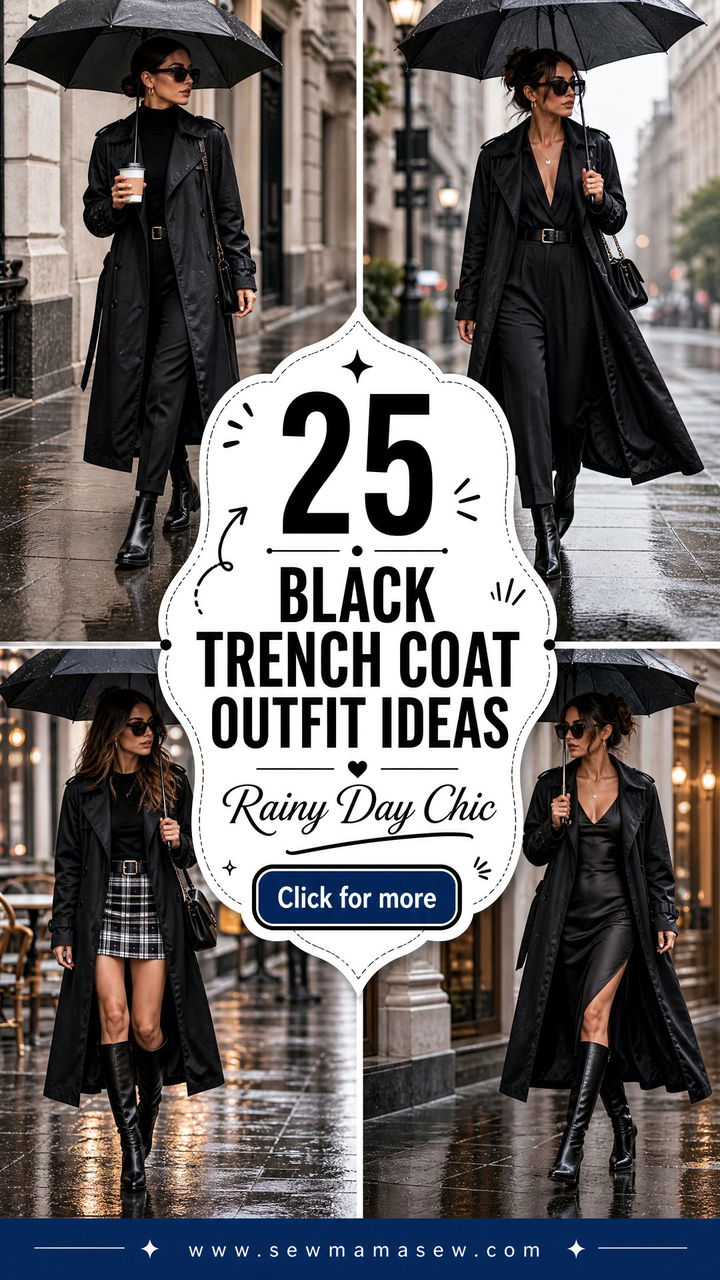 25 Black Trench Coat Outfit Ideas With Boots for Rainy Days - 25 Black Trench Coat Outfit Ideas With Boots for Rainy Days