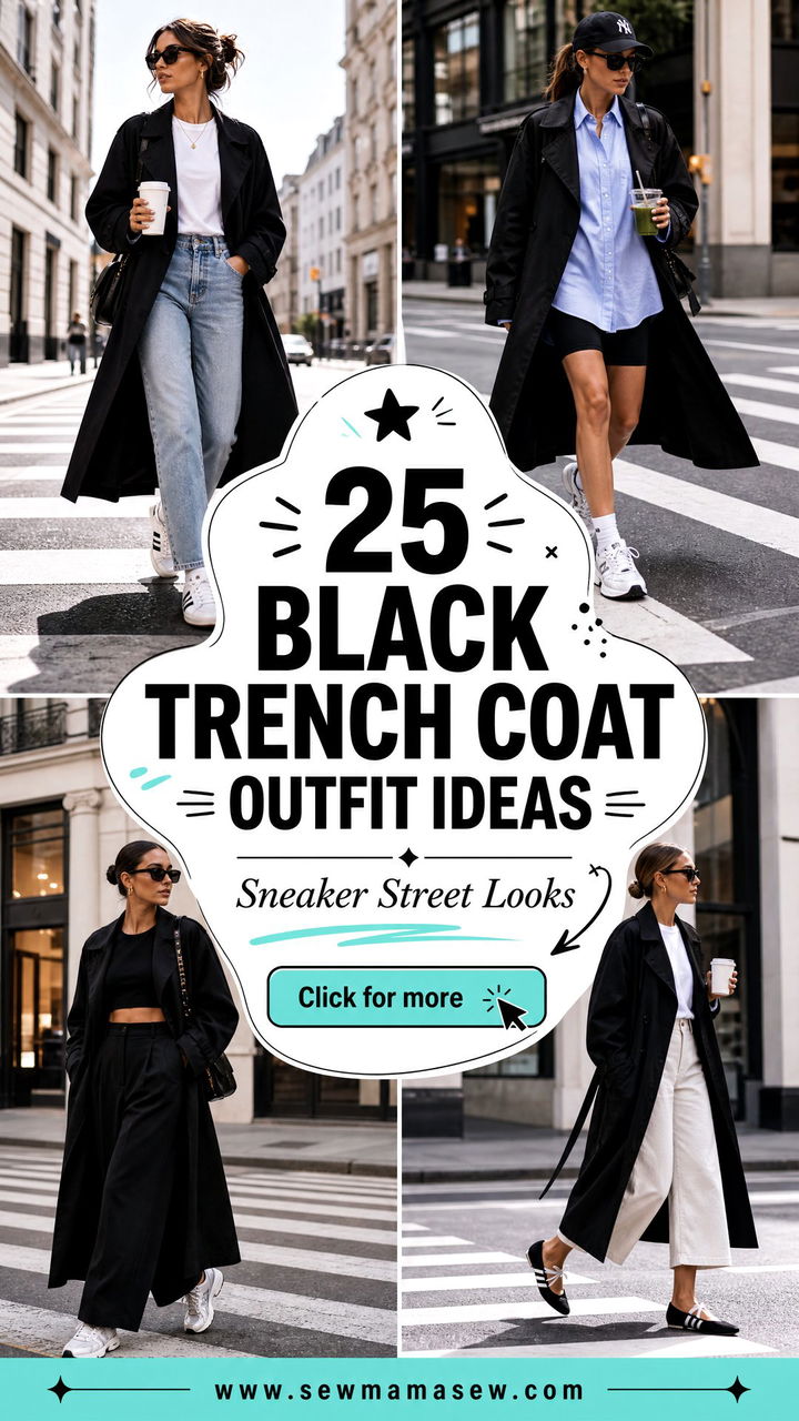 25 Black Trench Coat Outfit Ideas With Sneakers to Try - 25 Black Trench Coat Outfit Ideas With Sneakers to Try