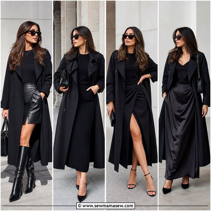 25 Black Trench Coat Outfit Ideas With a Skirt for Chic Looks