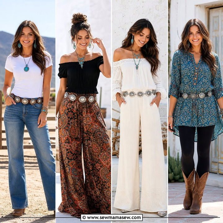 25 Boho Outfit Ideas With Concho Belt for Desert Chic