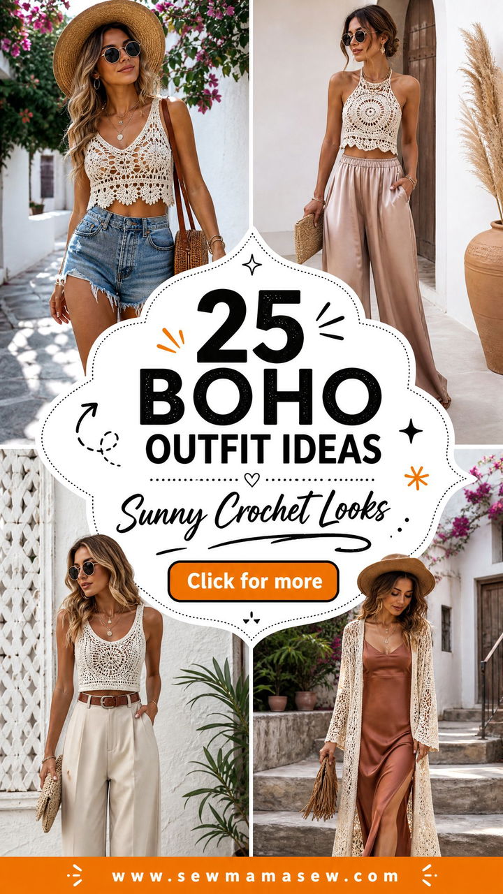 25 Boho Outfit Ideas With Crochet Top For Sunny Days - 25 Boho Outfit Ideas With Crochet Top For Sunny Days