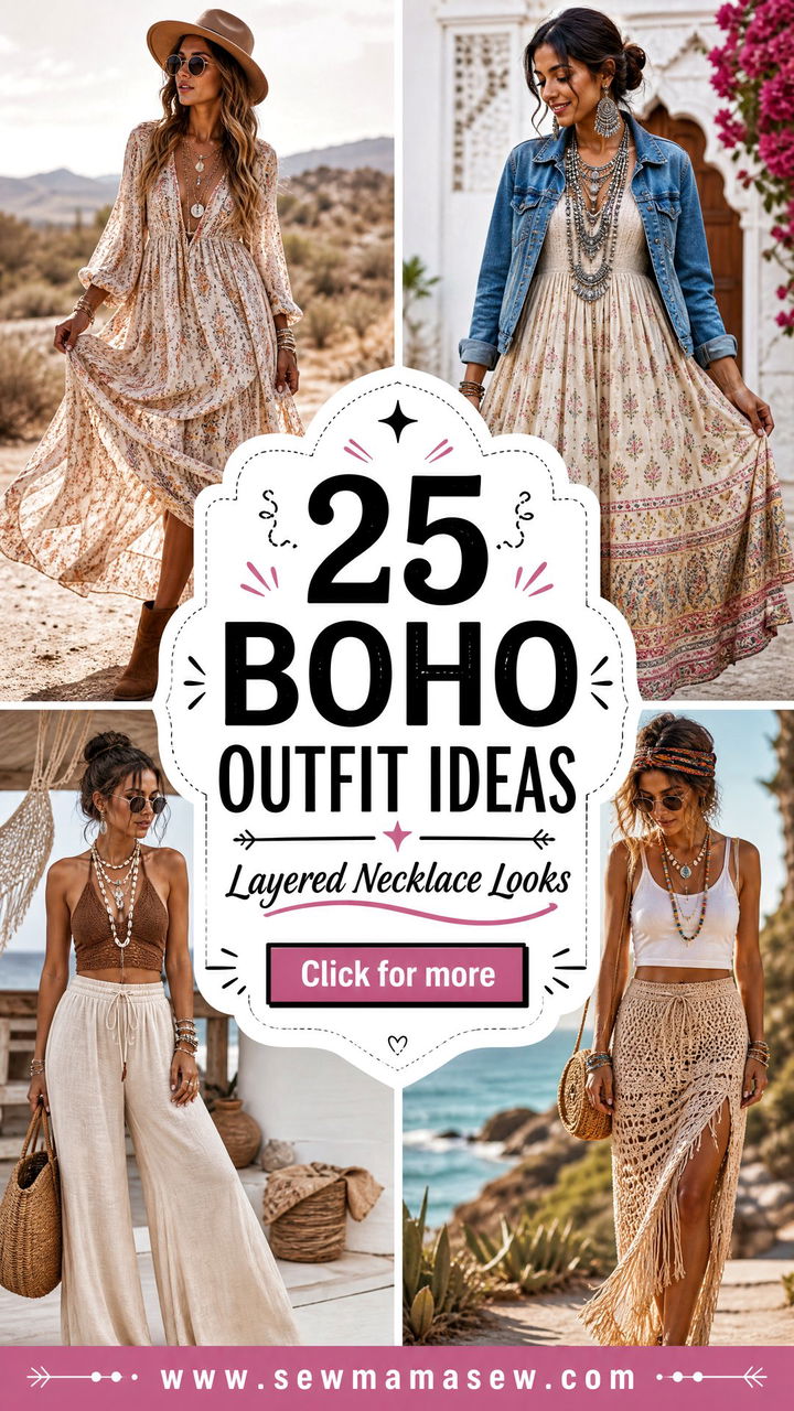 25 Boho Outfit Ideas With Layered Necklaces To Try - 25 Boho Outfit Ideas With Layered Necklaces To Try