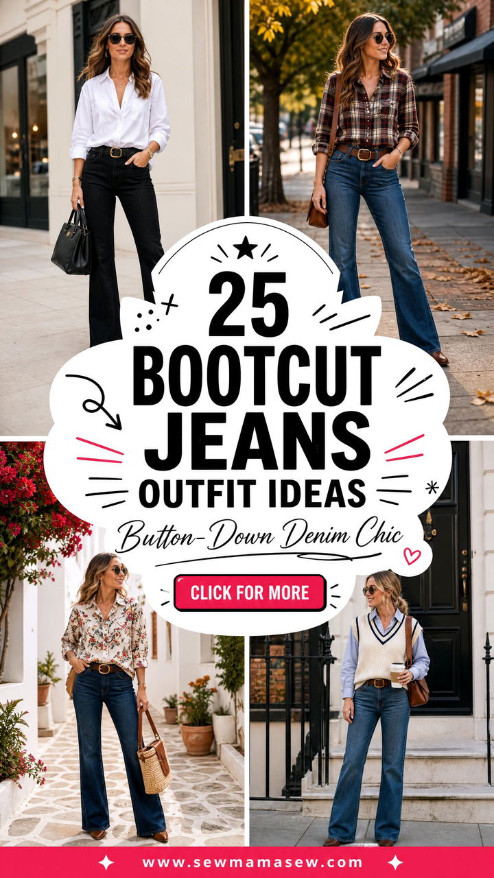 25 Bootcut Jeans Outfit Ideas With a Button Down Chic Looks - 25 Bootcut Jeans Outfit Ideas With a Button Down: Chic Looks