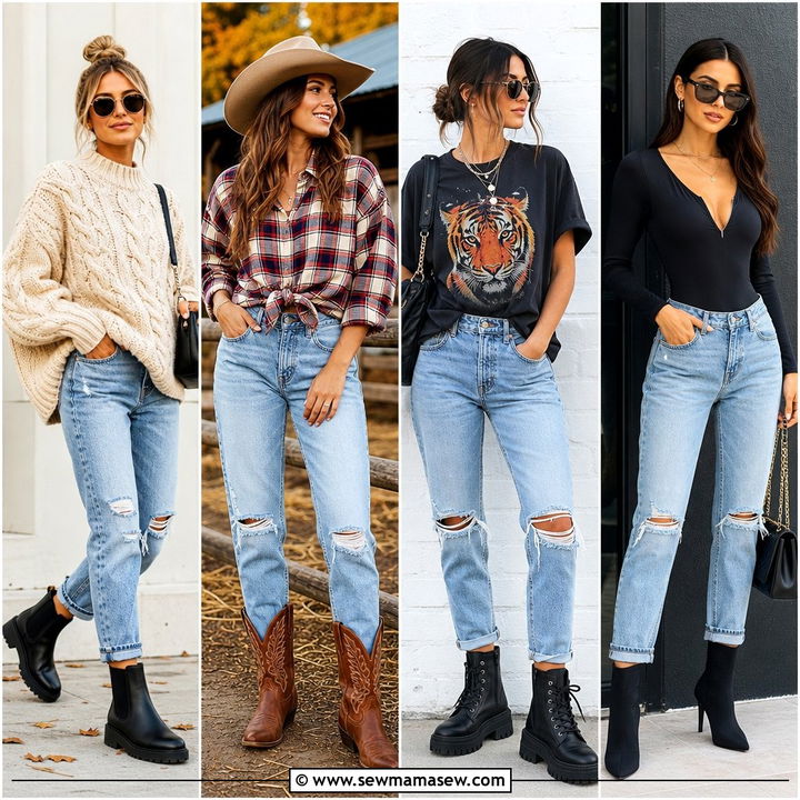 25 Boyfriend Jeans Outfit Ideas With Boots to Try Now
