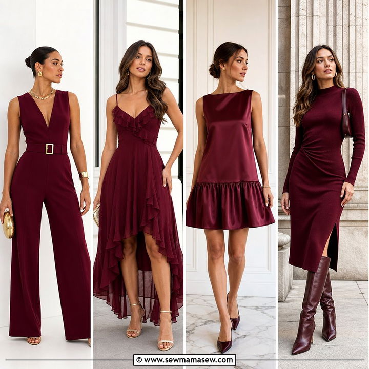 25 Burgundy Wedding Guest Dress Outfit Ideas For Elegant Style
