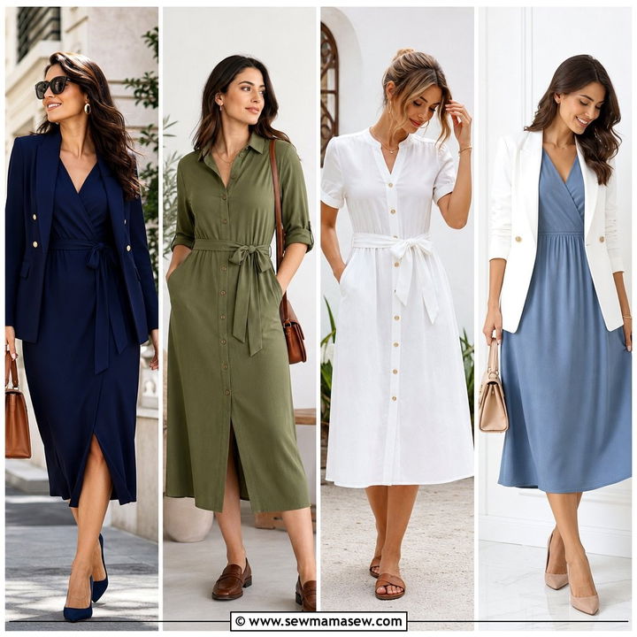 25 Business Casual Outfits With Midi Dress for Elegant Workdays