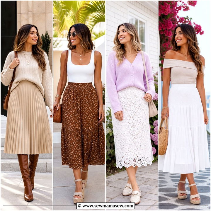 25 Chic Midi Skirt Outfit Ideas for Elegant Everyday Style