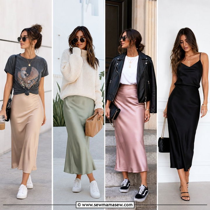 25 Chic Satin Skirt Outfit Ideas for Polished Daily Looks