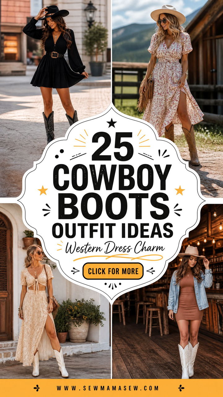 25 Cowboy Boots Outfit Ideas With A Dress For Western Charm - 25 Cowboy Boots Outfit Ideas With A Dress For Western Charm