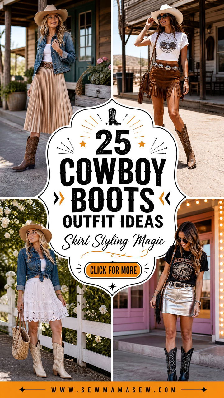 25 Cowboy Boots Outfit Ideas With a Skirt for Chic Looks - 25 Cowboy Boots Outfit Ideas With a Skirt for Chic Looks