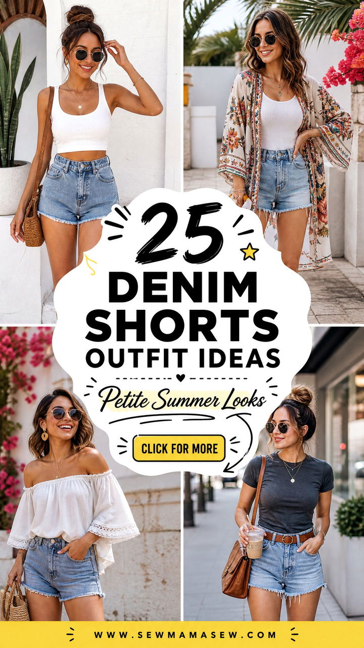 25 Denim Shorts Outfit Ideas Petite Women Will Love This Summer - 25 Denim Shorts Outfit Ideas Petite Women Will Love This Summer