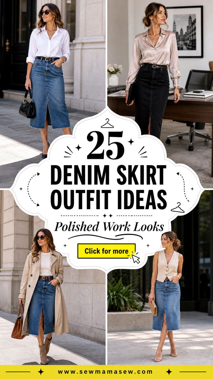 25 Denim Skirt Outfit Ideas for Work That Look Polished - 25 Denim Skirt Outfit Ideas for Work That Look Polished