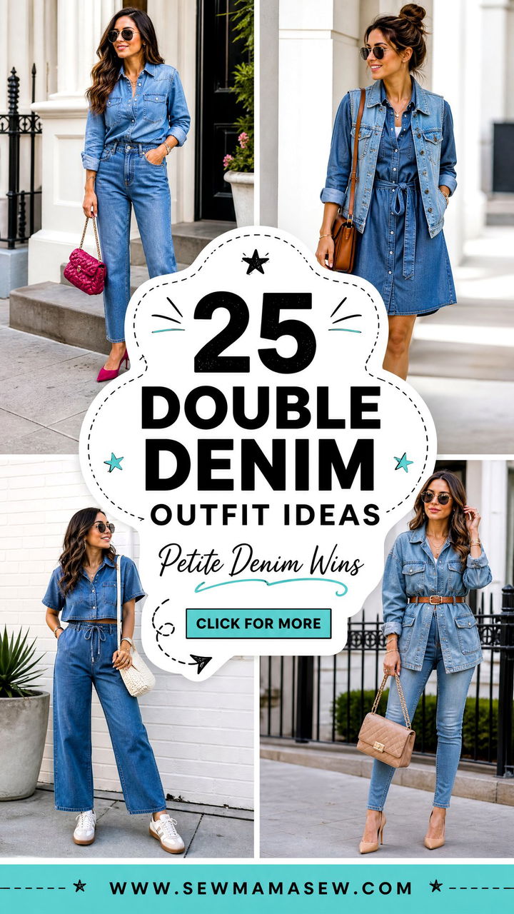 25 Double Denim Outfit Ideas Petite Women Will Love Now - 25 Double Denim Outfit Ideas Petite Women Will Love Now