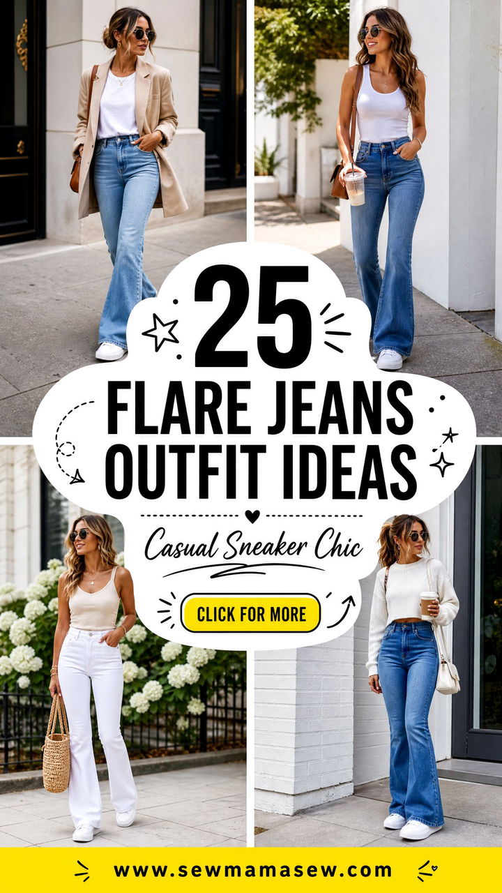 25 Flare Jeans Outfit Ideas With White Sneakers for Casual Chic - 25 Flare Jeans Outfit Ideas With White Sneakers for Casual Chic