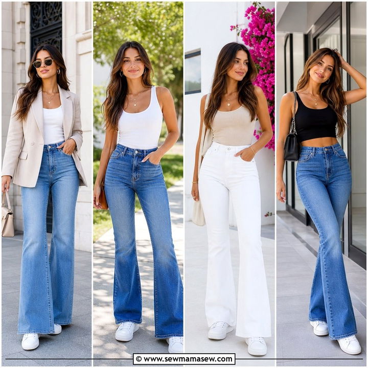25 Flare Jeans Outfit Ideas With White Sneakers for Casual Chic