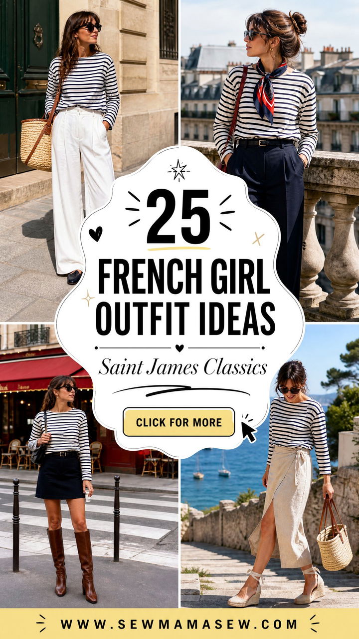 25 French Girl Outfit Ideas With Saint James Shirt Classics - 25 French Girl Outfit Ideas With Saint James Shirt Classics