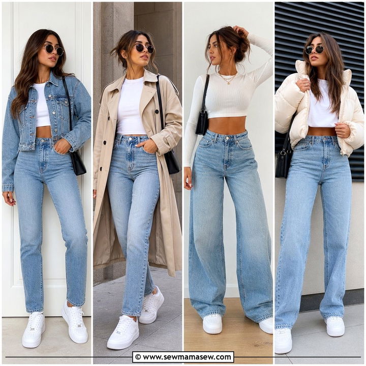25 High Waisted Jeans Outfit Ideas With White Sneakers to Try