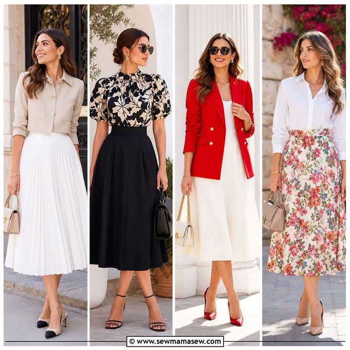 25 How to Style a Midi Skirt for Work With Polish