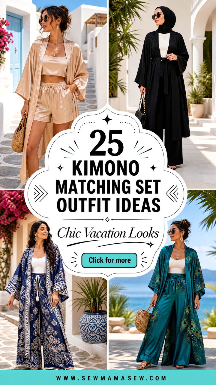 25 Kimono Matching Set Outfit Ideas For Chic Vacation Looks - 25 Kimono Matching Set Outfit Ideas For Chic Vacation Looks