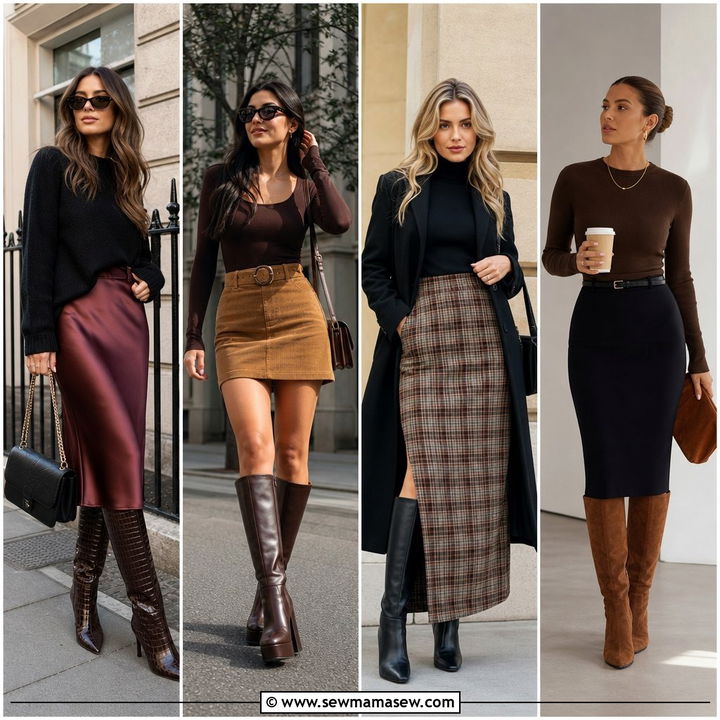25 Knee High Boots Outfit Ideas With A Skirt To Copy Now