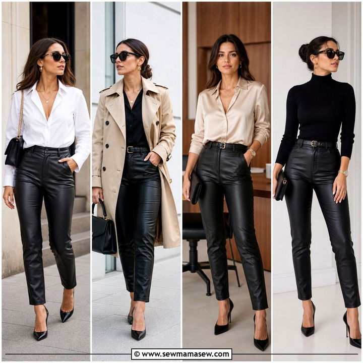 25 Leather Pants Outfit Ideas for Work That Feel Polished