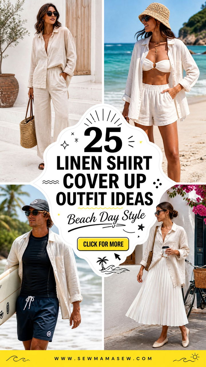 25 Linen Shirt Cover Up Outfit Ideas For Beach Days - 25 Linen Shirt Cover Up Outfit Ideas For Beach Days