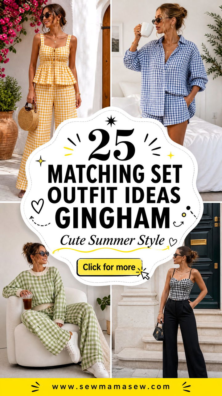 25 Matching Set Outfit Ideas Gingham for Cute Summer Style - 25 Matching Set Outfit Ideas Gingham for Cute Summer Style