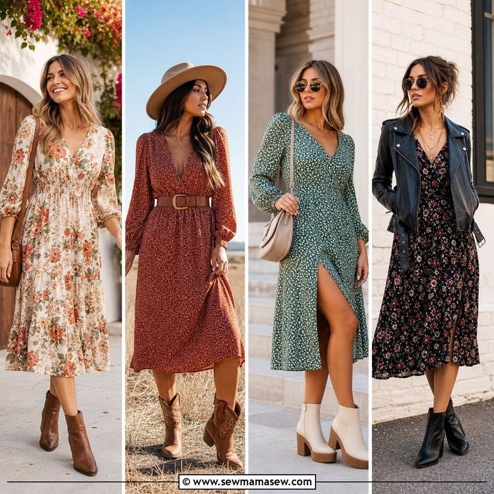 25 Midi Dress With Ankle Boots Outfit Ideas for Fall Style