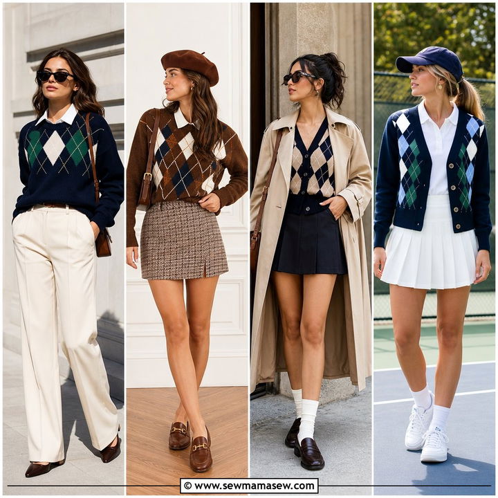 25 Old Money Outfit Ideas With Argyle Sweater Looks