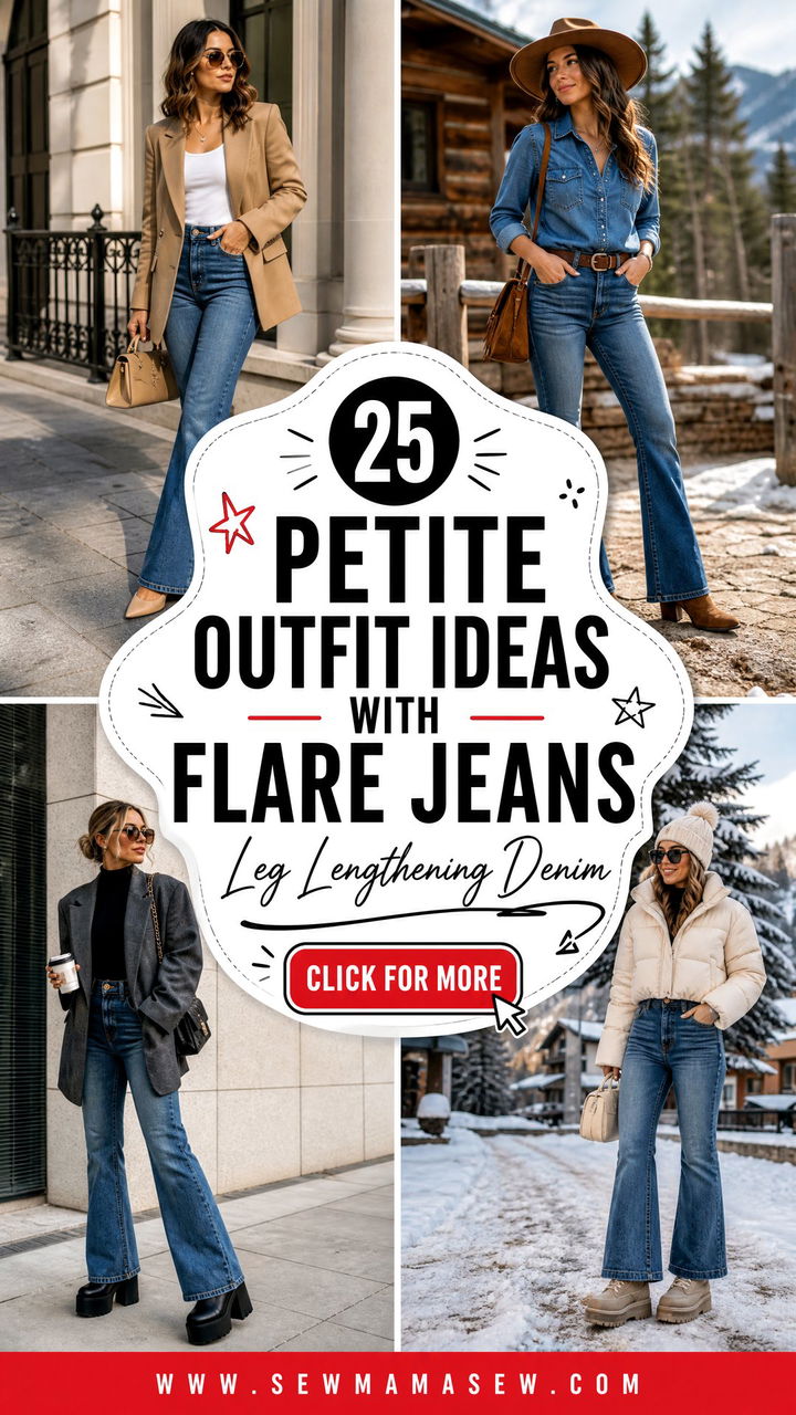 25 Petite Outfit Ideas With Flare Jeans for Leg-Lengthening Style - 25 Petite Outfit Ideas With Flare Jeans for Leg-Lengthening Style
