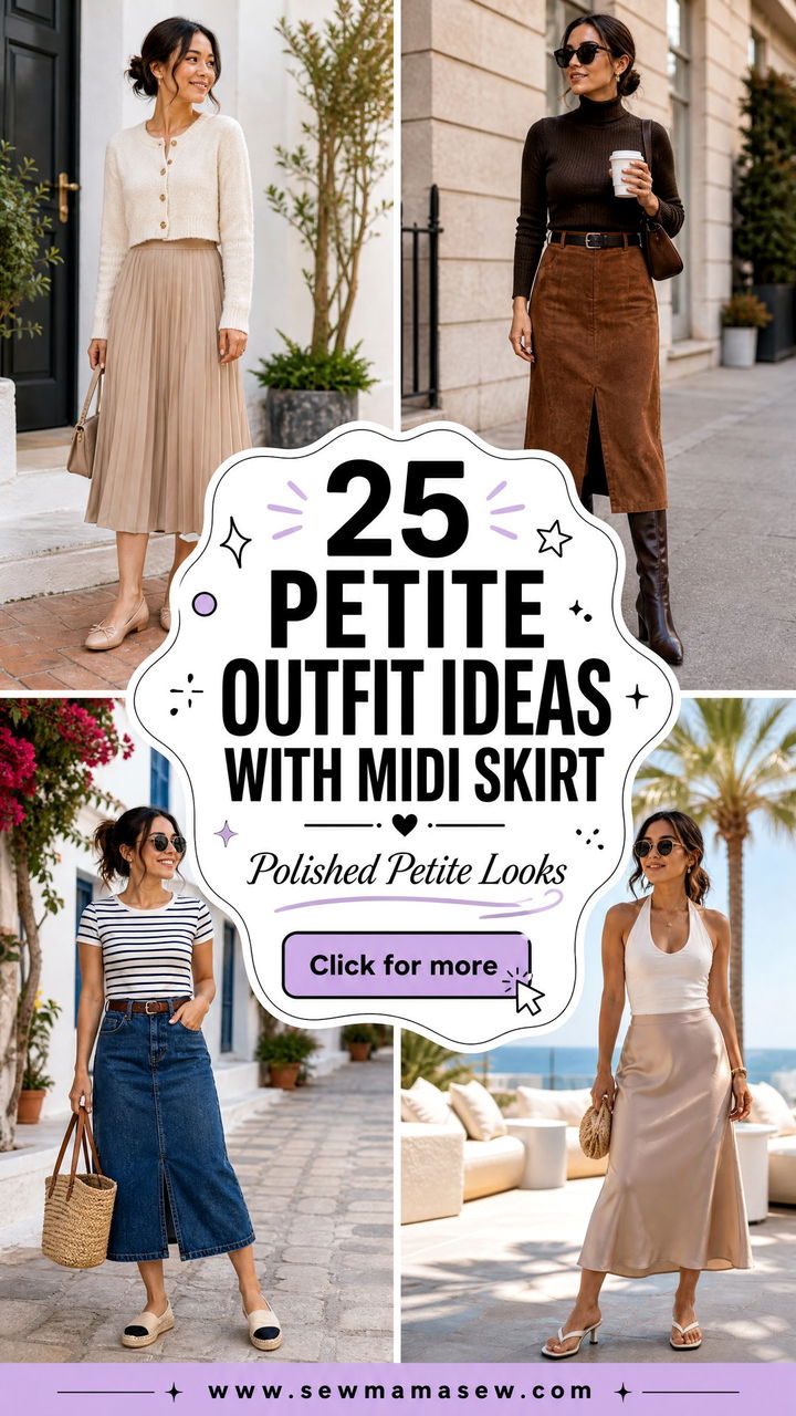 25 Petite Outfit Ideas With Midi Skirt For Polished Looks - 25 Petite Outfit Ideas With Midi Skirt For Polished Looks