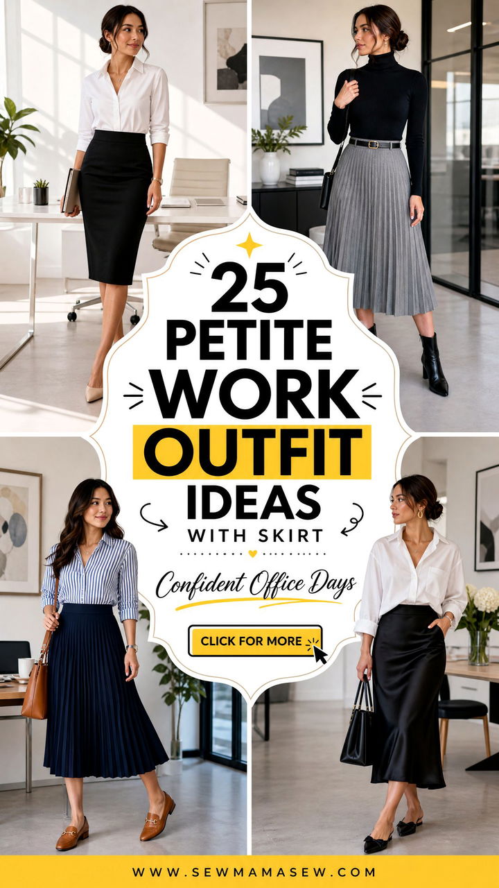 25 Petite Work Outfit Ideas With Skirt For Confident Days - 25 Petite Work Outfit Ideas With Skirt For Confident Days