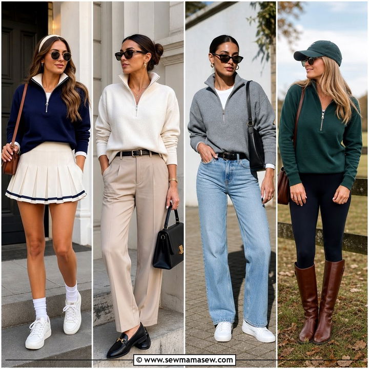 25 Quarter Zip Outfit Ideas Preppy Girls Will Wear On Repeat