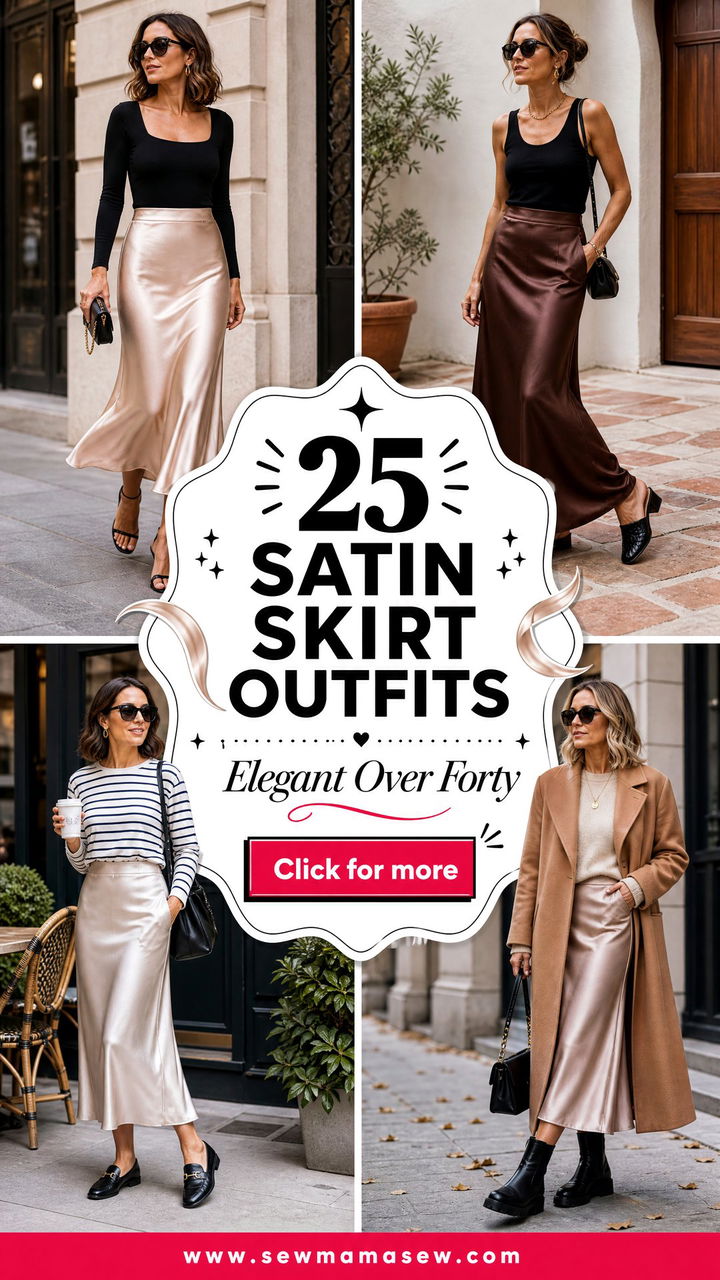 25 Satin Skirt Outfits for Women Over 40 to Look Elegant - 25 Satin Skirt Outfits for Women Over 40 to Look Elegant