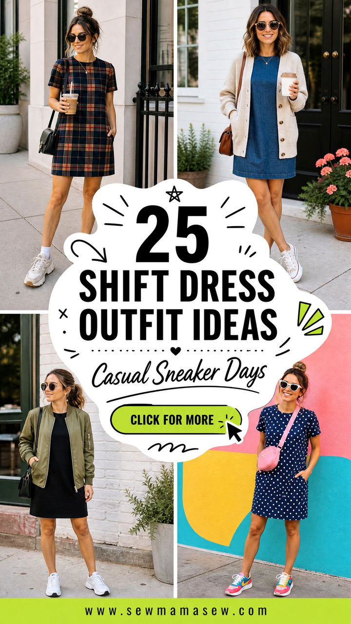 25 Shift Dress Outfit Ideas With Sneakers for Casual Days - 25 Shift Dress Outfit Ideas With Sneakers for Casual Days