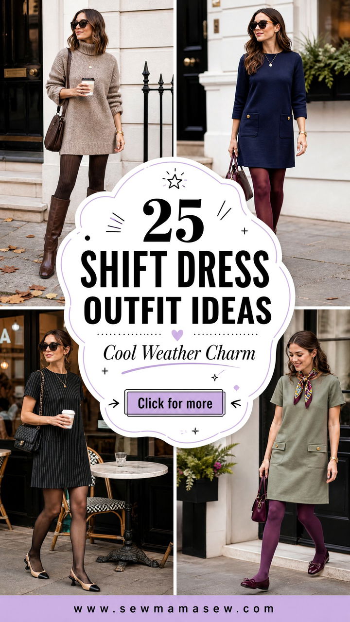 25 Shift Dress Outfit Ideas With Tights for Cool Weather - 25 Shift Dress Outfit Ideas With Tights for Cool Weather