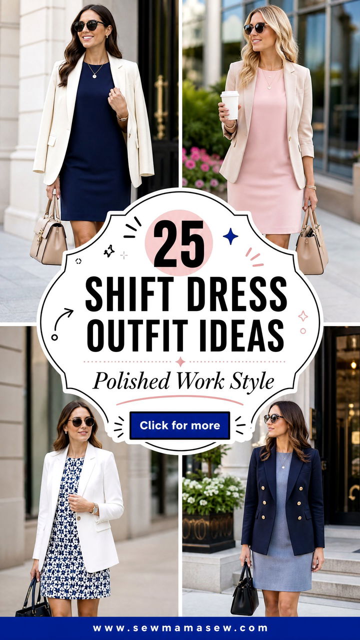 25 Shift Dress Outfit Ideas With a Blazer for Work - 25 Shift Dress Outfit Ideas With a Blazer for Work